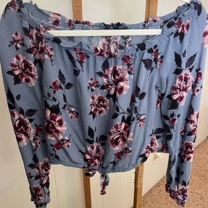 Kendall & Kylie Floral Off-the-shoulder Crop